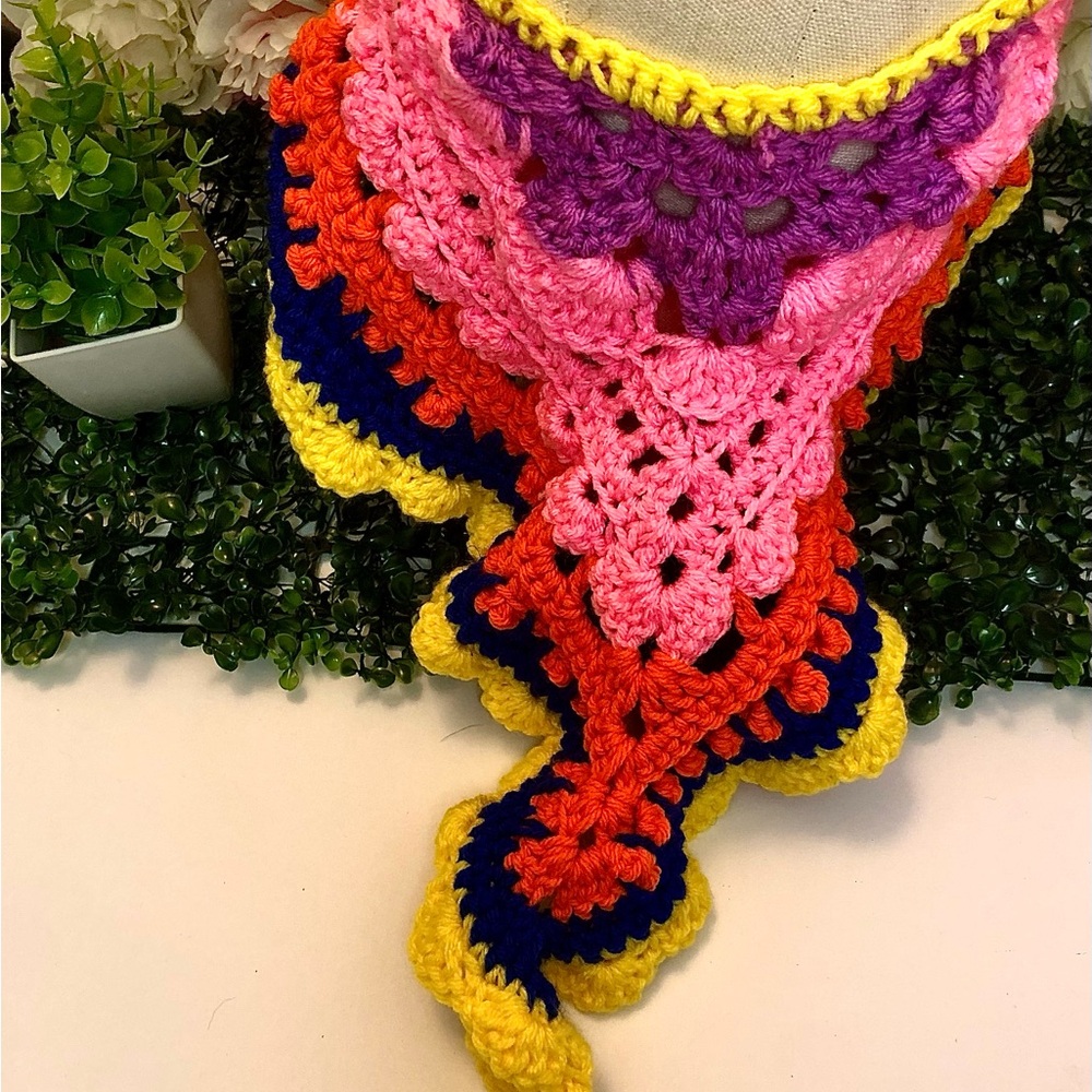 Vibrant Multicolor Crochet Hair Scarf